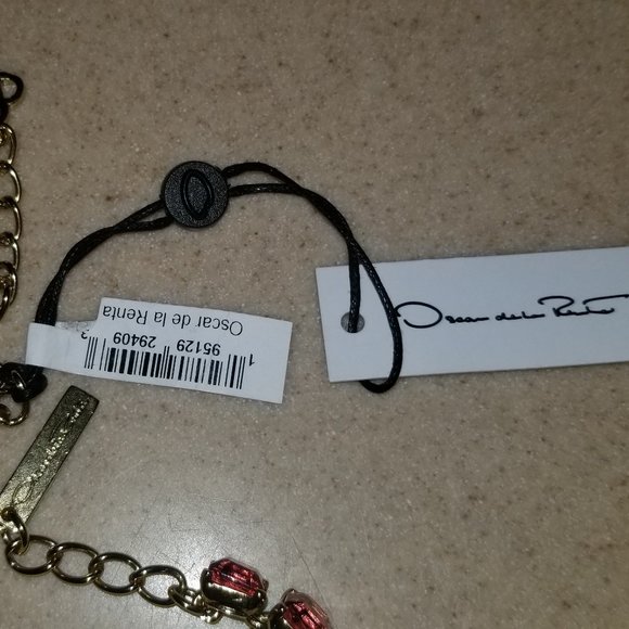 RARE STATEMENT OSCAR DE LA RENTA PINK BAGUETTE CRYSTAL EVENING NECKLACE STRAND - Picture 5 of 13